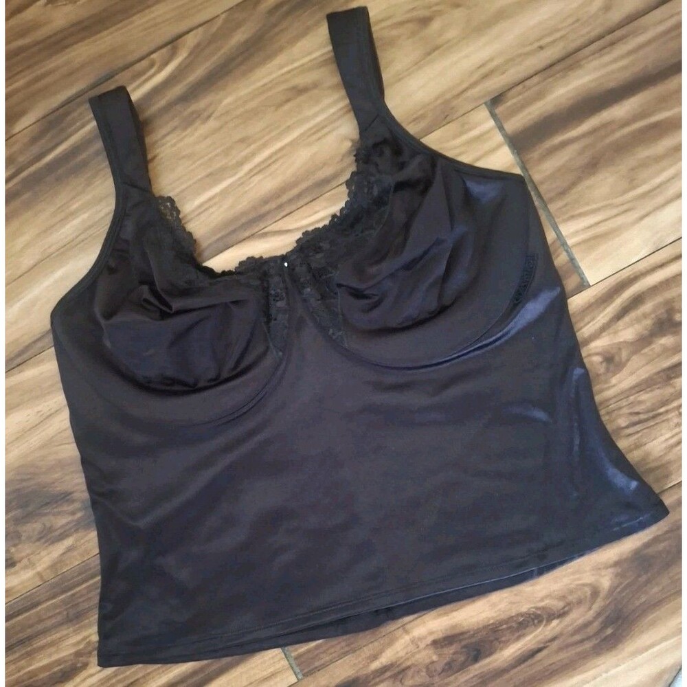 Curvation Slimming Shapewear Camisole Tank Top Size 42C Underwire Satin Black